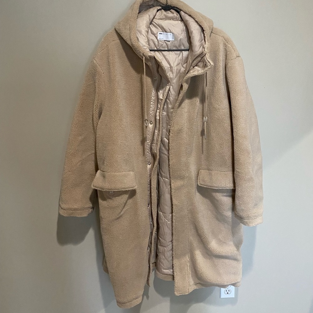 ASOS Hooded Full Length teddy borg coat